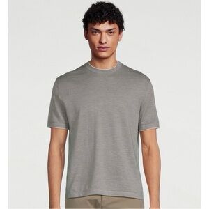139 THEORY Men's Kolben Short Sleeve Linen Cotton Knit Crew T-Shirt - Grey, XL